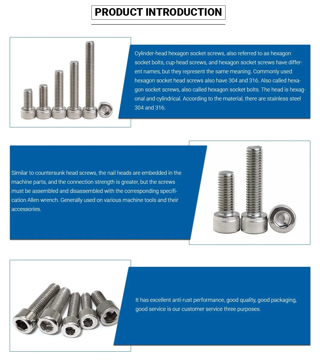 Customized Hex Socket Head Bolt A2-70 Allen Screw 304 Scoket Bolt A2 Socket Bolt Hardware